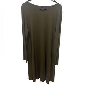 Eileen Fisher Green Long Sleeve Casual Dress Size Large